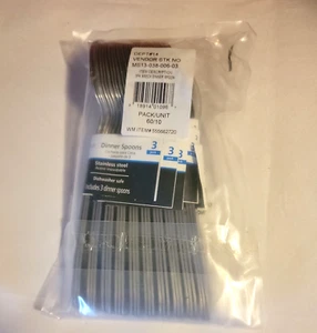 Mainstays Stainless Steel Dinner Spoons Lot of 10 sets of 3 = 30 Spoons NWT - Picture 1 of 5