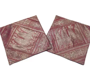 Paisley Indian Red Pillows Zari Decor Living Room Decorative Pillowcases 16" - Picture 1 of 1