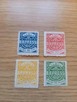 Samoa 1877 Express Reprints MH 1d, 3d, 1/-, 5/- Combine Postage - Image 1 of 2