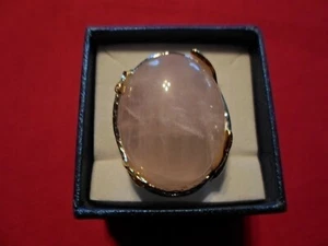 Anello Quarzo Rosa, Cristallo Austriaco 14K YG Sovrapposizione e Acciaio Inox - Misura 8-71.20CTW - Foto 1 di 7