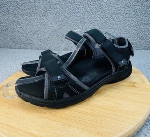 ABEO Biosystem Sandals Womens 7 Black Suede Strappy Hook Loop Walking Company - Picture 1 of 17