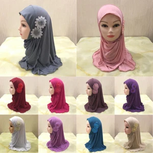 Kids Girls Hijab Islamic Flower Scarf Children's Scarves Head Wraps Wholesale - Picture 1 of 24