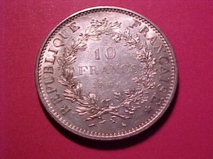 FRANCE 10 FRANCS SILVER CROWN 1966 BU HERCULES & MAIDENS - Picture 1 of 2