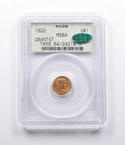 MS64 1922 $1 Grant STAR Commemorative Gold Dollar CAC PCGS OGH *0841 Cover