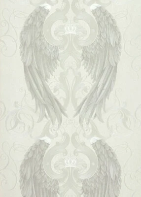 Non-woven wallpaper Harald Glööckler angel wings cream silver metallic 54843 (€8.23/1 sqm) - Image 1 of 3