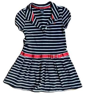 Nautica Navy Blue and White Girls Dress with Red Accents Size 6 - Picture 1 of 3