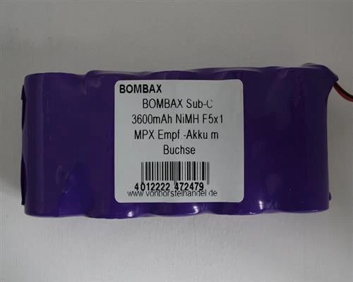 Bombax Akkupack 6,0V/3600mAh SubC, F5x1, 5erReihe, MPX Empfänger - Bild 1 von 1