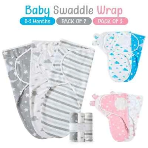 Organic Cotton Swaddle Wraps Sleep Sack Swaddle New Born Baby Boy Girl Wrap 0-3 - Picture 1 of 32