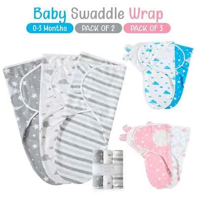 Organic Cotton Swaddle Wraps Sleep Sack Swaddle New Born Baby Boy Girl Wrap 0-3 - Image 1 of 4