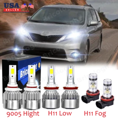 Para Toyota Sienna 2011-2018 6000K Combo H11 9005 Faro LED + Kit Bombilla Antiniebla 6x Foto 1 de 4