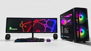 Gaming PC Bundle 2x 20cm Fan 2x24" i5-12400f 32GB DDR4 1TB SSD+3TB HDD RTX 5060 - Picture 1 of 20