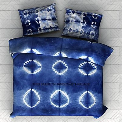 Conjunto de edredom queen size mandala azul índigo corante capa de edredom indiana - Imagem 1 de 2
