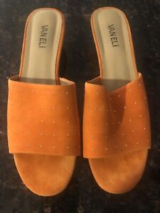 Vaneli Slip On Shoes Orange Suede with studs Size 9.5 N