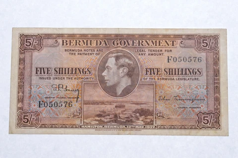 1937 Bermuda 5 Shillings - World Note *5276 Cover