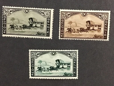 Belgium 1935, VF MLH sc#B166-68, Stagecoach,   (W37) - Image 1 of 2