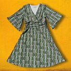 Vintage 70S Mod Style Geometric Pattern Green Y2k Dress Georgiou Studio Size S