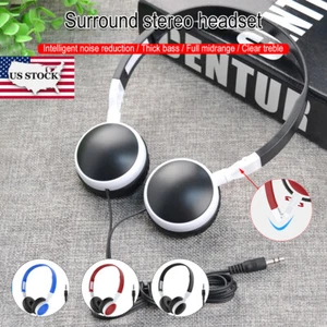 3.5mm Wired Stereo Bass Gaming Headset Headphones Earphone Over Ear Foldable USA - Picture 1 of 15