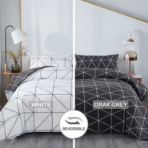 Black & White Comforter Bed in a Bag King for Kids Adults, 3Pcs Reversible Ge... - Picture 1 of 9