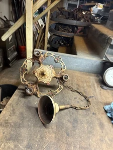 Vintage Electric Hanging Ceiling Light Lamp Fixture Ornate Eastlake Chandelier - Picture 1 of 23