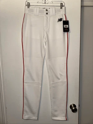 Pantalones de béisbol New Balance pequeños de longitud completa para hombre lisos blancos rojos a rayas nuevos con etiquetas Foto 1 de 4
