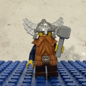 Lego Dwarf orange beard helmet wings Fantasy Era Castle minifigure 7036 cas373