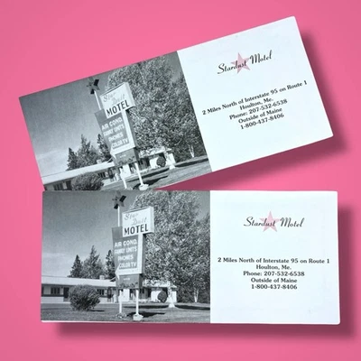 Juego de volantes publicitarios principales Stardust Motel Houlton de colección de los 80 en blanco y negro-2 Foto 1 de 3