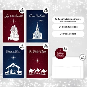 Pack de 24 Tarjetas Religiosas de Navidad con Sobres, Belén Surtido en Caja... - Imagen 1 de 7