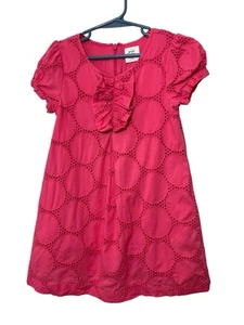 Mini Boden Eye Lace Coral Dress Youth Girls Size 4-5Y Lined Short Sleeve - Picture 1 of 3