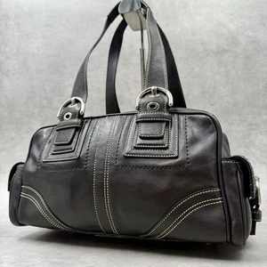 Auténtico bolso de mano COACH 10038 Soho Mini Boston de cuero negro - Imagen 1 de 14