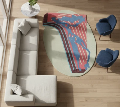 Modern Irregular  Hand tufted Rug, Kids Round rugs, bedroom rug, - Image 1 of 4