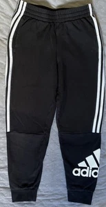 Adidas Regular Fit Boys Youth Size Medium 10/12 Pull On Tapered Sweatpants Black - Picture 1 of 3