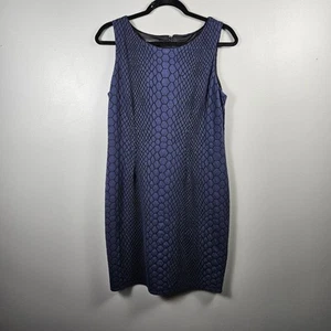 Nine West Dress Size 12P Sheath Knee length Reptile Print Blue/black Sleeveless - Picture 1 of 7