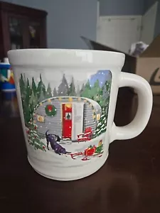 Magenta Coffee Tea Mug - Christmas Trailer w/ Black Dogs - Picture 1 of 3
