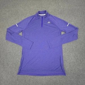 Adidas shirt Womens LARGE Purple sports Long Sleeve 1/4 Zip Activewear Size L - Picture 1 of 9