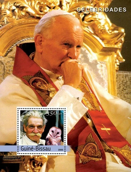 Guinea - Bissau 2004 - Pope John Paul II & A. Schweitzer, owl — 第 1/1 张图片