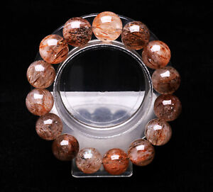 14.3mm Natural Copper Hair Rutilated Quartz Cat Eye Crystal Beads Bracelet