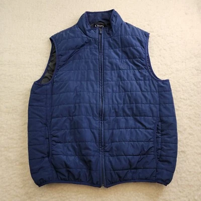 Chaps Vintage Mens Vest Lg Blue Puffer Outdoor Layer Hiking Active Pockets Dad - Image 1 of 4