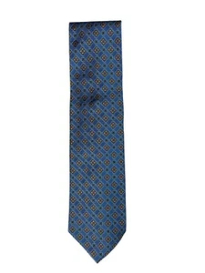 Corbata para hombre Hickey Freeman 100 % seda azul geométrica 58" x 3,75" Italia - Imagen 1 de 6