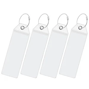 4Pcs Suitcase Tags Transparent Travel Baggage Tags Luggage Name ID Tags UK - Picture 1 of 12