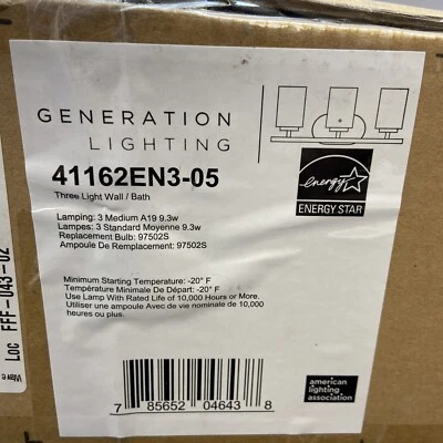 Luminária de parede Generation Lighting três luzes banheiro vaidade 41162EN3-05 - Imagem 1 de 4