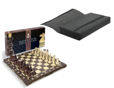 Juego de ajedrez de madera plegable de lujo Imperator 21" - Hecho a mano con bolsa de transporte Foto 1 de 4