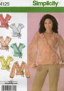 Misses 2006 blusa envolvente patrón de costura U-Pick talla 8-24 Simplicity 4125 fuera de imprenta - Imagen 1 de 3