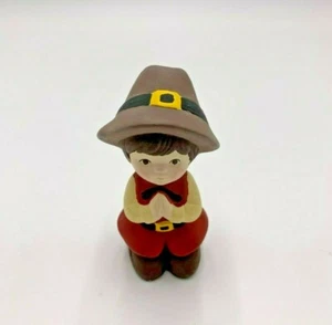 Praying Thanksgiving Pilgrim Clay Figurine 3.5" - Picture 1 of 7