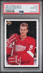1991 Upper Deck NIKLAS NICKLAS LIDSTROM CHECKLIST RC #584 PSA 10 Gem Red Wings