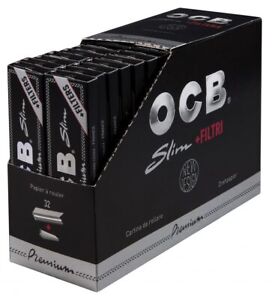 OCB Schwarz Premium Long Slim + Tips 32 x 32 Blatt + Tips Long Papers Blättchen