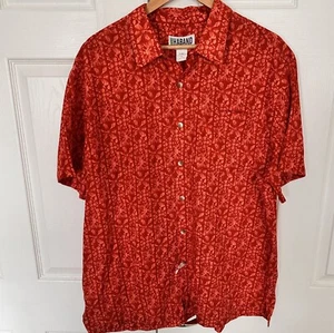 Camicia Haband Uomo XL Rosso Arancione Tropicale Stampa All Over Hawaii Leggera - Foto 1 di 16