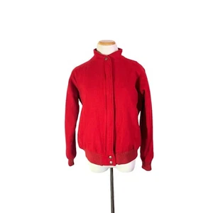 Vintage 1980s L.L. Bean Size M Red Thick Wool Jacket Full Zip - Picture 1 of 16