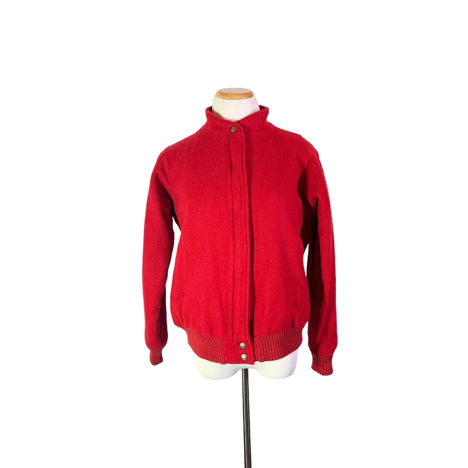 Vintage 1980s L.L. Bean Size M Red Thick Wool Jacket Full Zip - Image 1 of 4