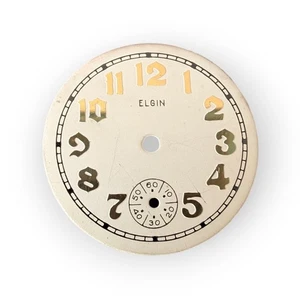 Elgin Watch Dial 26.6mm Arabic Numerals Sub-Seconds – Vintage Gold Tone Face - Picture 1 of 4