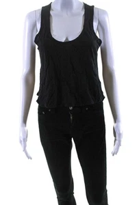 Veronica Beard Jeans Womens Scoop Neck High Low Tank Top Black Cotton Size Small - Picture 1 of 6